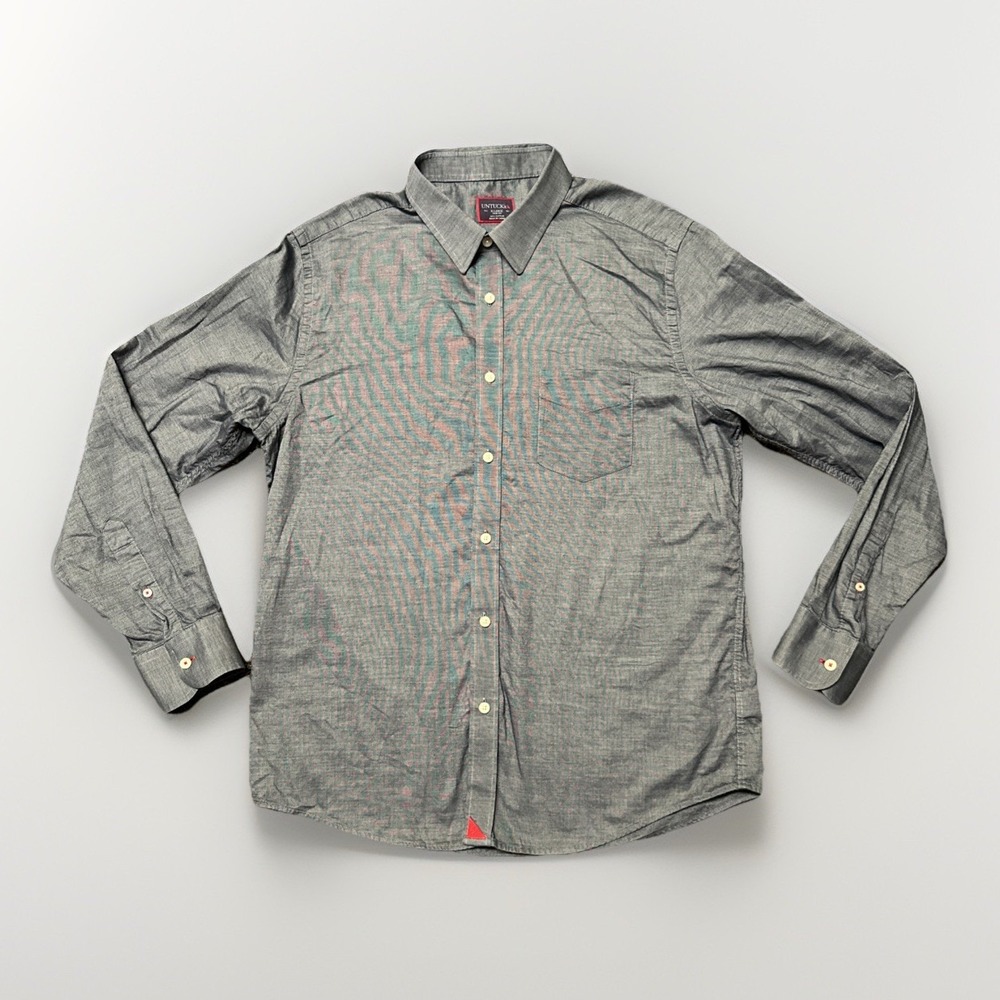 Untuckit Men XL Long Sleeve Shirt Gray Casual Business Work